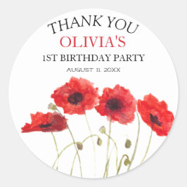 Adesivo Redondo Garota da Primeira Festa de aniversário de 1rua