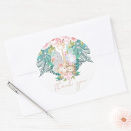 Adesivo Redondo Garota da Selva de Aniversário Obrigado