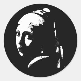 Adesivo Redondo Garota de abstrato com brinco de pérolas