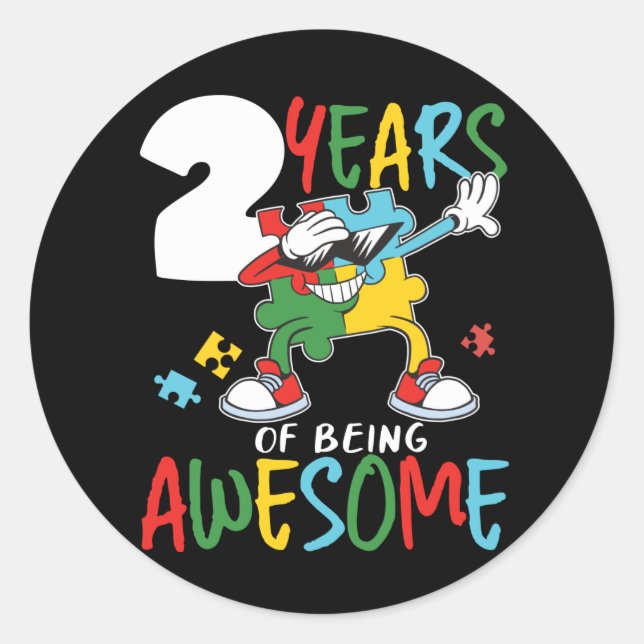 Adesivo Redondo Garota de Aniversário de 2 Anos Sensibilização (Frente)