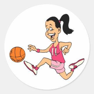 Adesivo Redondo Garota de Basquete