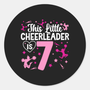 Adesivo Redondo Garota de Cheerleading de 7 Anos de Idade Aniversá