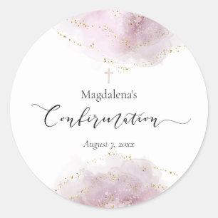 Adesivo Redondo Garota de confirmação de decor de aquarela