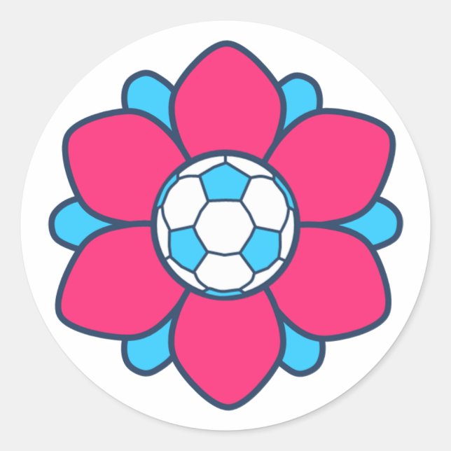 Adesivo Redondo Garota de Futebol Rosa-Quente (Frente)