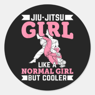 Adesivo Redondo Garota de Jiu-Jitsu Brasileiro como uma garota nor