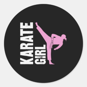 Adesivo Redondo Garota de Karatê Artes Marciais Garotas Autodefesa