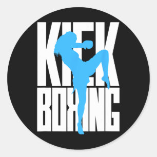 Adesivo Redondo Garota de Kickboxing em Treinamento