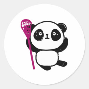 Adesivo Redondo Garota de Lacrosse Bonita com Lax Stick Lacrosse
