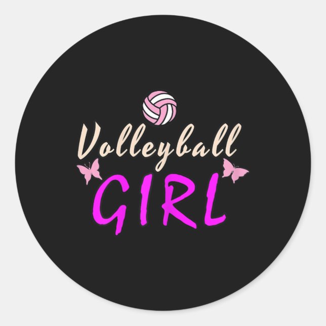Adesivo Redondo Garota de Voleibol (Frente)