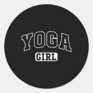 Adesivo Redondo Garota de Yoga Engraçado Letreiro Atlético Filha J