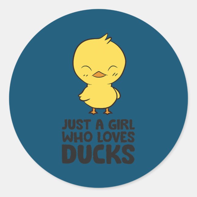 Adesivo Redondo Garota Duck, apenas uma garota que ama patos (Frente)