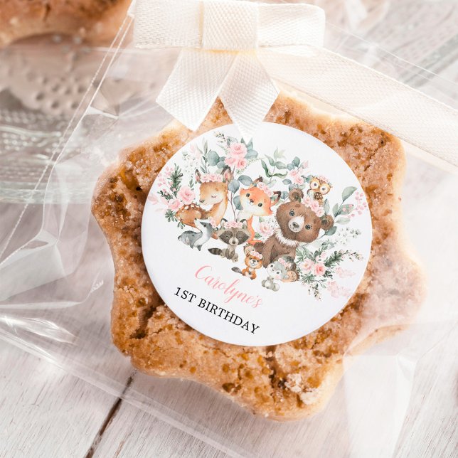 Adesivo Redondo Garota Eucalyptus, Floresta de Madeira Rosa Mole,  (Criador carregado)