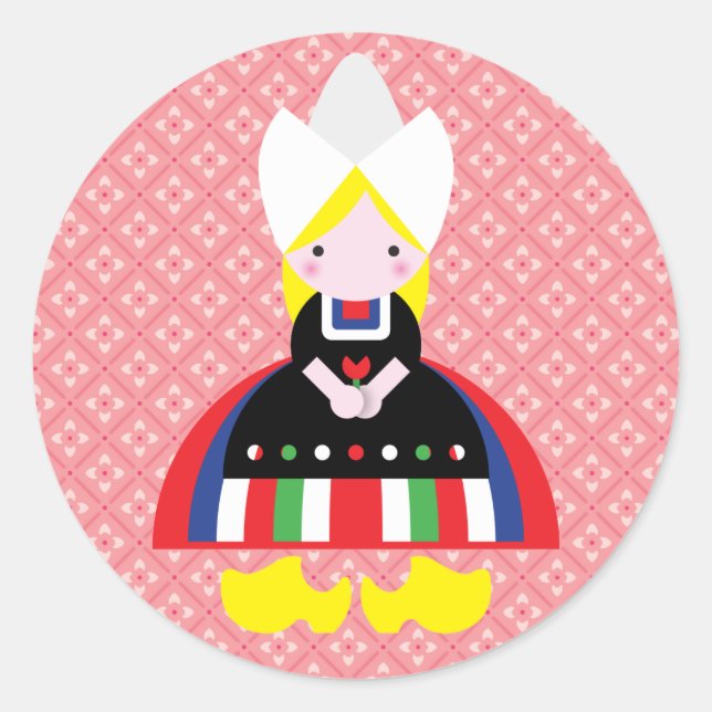 Adesivo Redondo Garota holandesa (Frente)