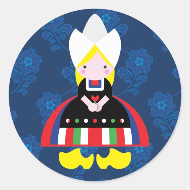 Adesivo Redondo Garota holandesa (Frente)