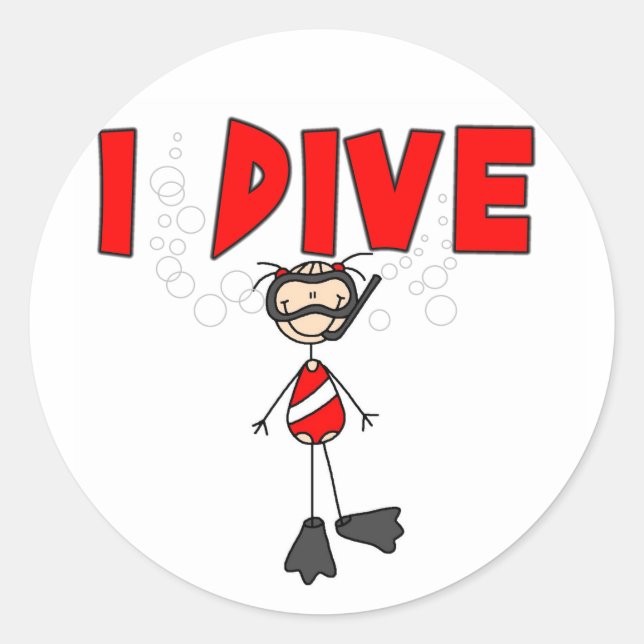 Adesivo Redondo Garota I Dive Sticker (Frente)