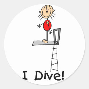Adesivo Redondo Garota I Dive Sticker