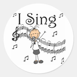 Adesivo Redondo Garota I Sing Stickers Sticker