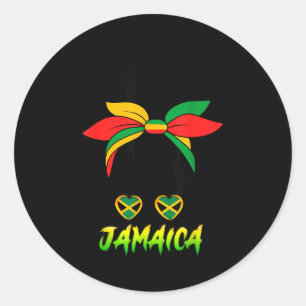 Adesivo Redondo Garota Jamaicana Bandeira da Jamaica Orgulho Mulhe