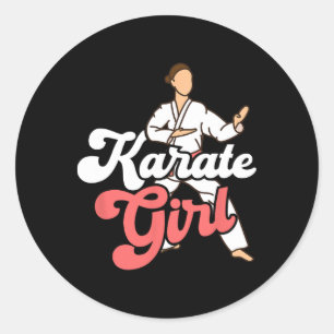 Adesivo Redondo Garota Karate Lutadora Autodefesa Karateca