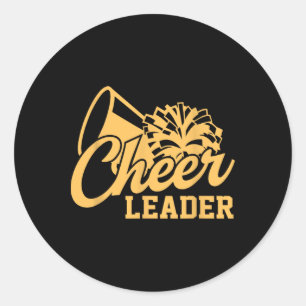 Adesivo Redondo Garota Líder de Torcida Mulheres Cheerleader Torci
