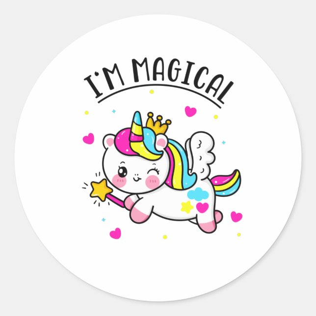 Adesivo Redondo Garota Mágica Chibi Unicorn (Frente)