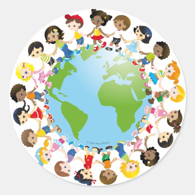 Adesivo Redondo Garota mundial (Frente)