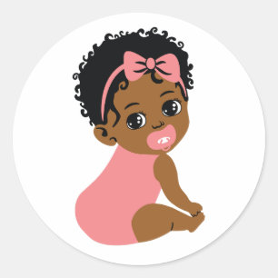 Adesivo Redondo Garota Negra Boneca Negra e Vestido