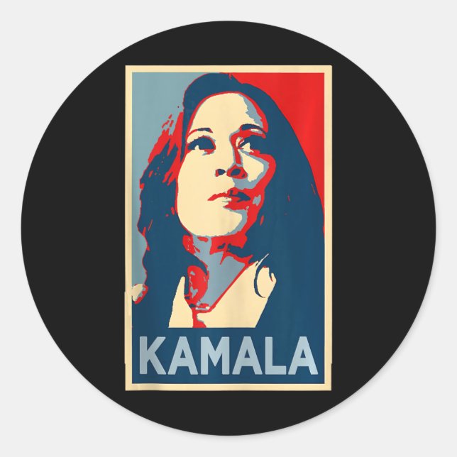 Adesivo Redondo Garota Nome Kamala Harris Hope Poster 47 Suppo (Frente)