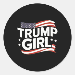 Adesivo Redondo Garota Para Donald Trump Lindo Bandeira Trump Mulh
