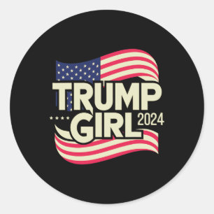 Adesivo Redondo Garota Para Donald Trump Lindo Bandeira Trump Mulh