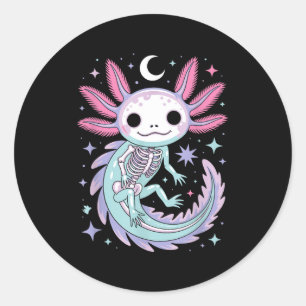 Adesivo Redondo Garota pastel goth kawaii cute esqueleto axolote