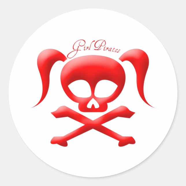 Adesivo Redondo Garota Pirata Stickers (Frente)