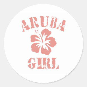 Adesivo Redondo Garota Rosa Aruba