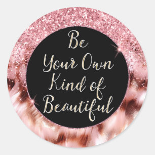 Adesivo Redondo Garota Rosa Glitzy Sparkle Dourada Zebra Glitter