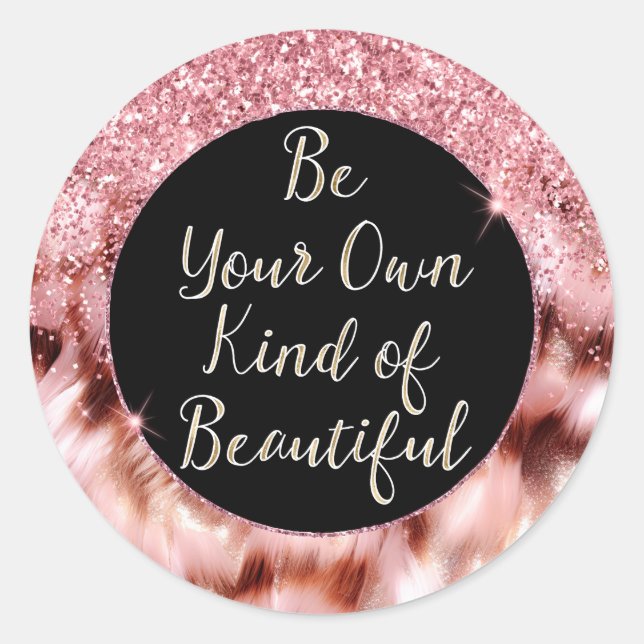 Adesivo Redondo Garota Rosa Glitzy Sparkle Dourada Zebra Glitter (Frente)