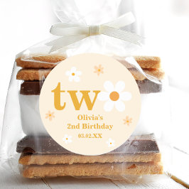 Adesivo Redondo Garota segundo aniversário Amarela E Branca