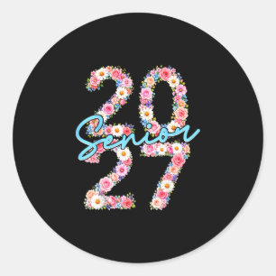 Adesivo Redondo Garota sênior 2027 turma de 2027 floral flor