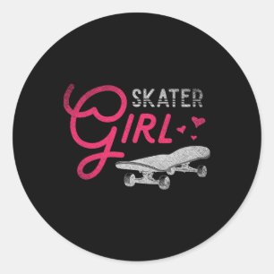 Adesivo Redondo Garota Skate Skateboarding Mulheres Meninas Skate