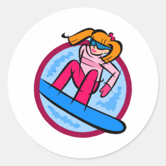 Adesivo Redondo Garota Snowboarder
