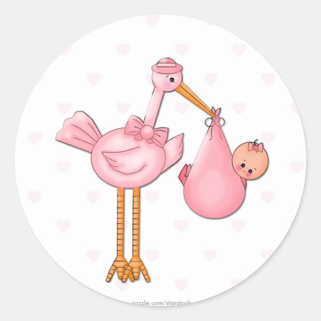 Adesivo Redondo Garota Stork Sticker (Frente)