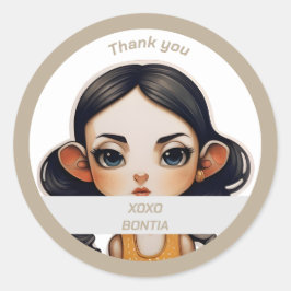 Adesivo Redondo Garota-Vaca