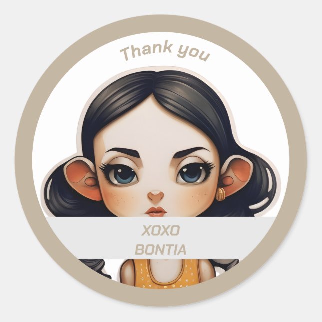 Adesivo Redondo Garota-Vaca (Frente)