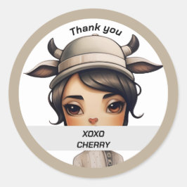 Adesivo Redondo Garota-Vaca