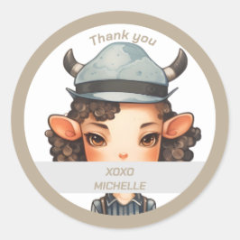 Adesivo Redondo Garota-Vaca