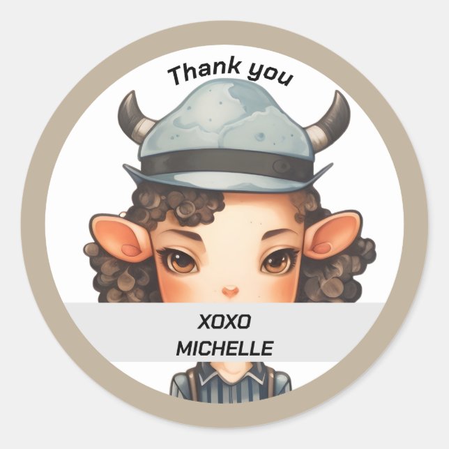 Adesivo Redondo Garota-Vaca (Frente)