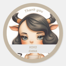 Adesivo Redondo Garota-Vaca