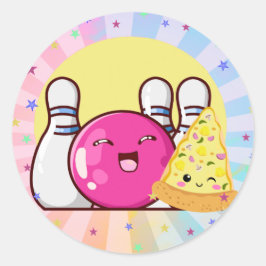 Adesivo Redondo Garotas, Boliche Rosa, Tie Dye Sticker