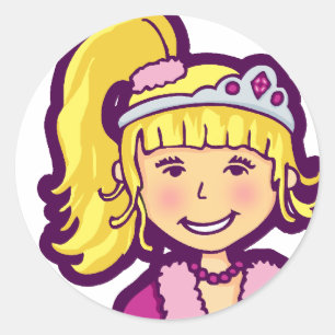 Adesivo Redondo Garotas, bonequinhos gráficos da princesa