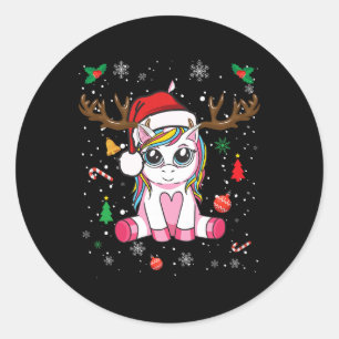 Adesivo Redondo garotas bonitas de natal mulheres xmas unicorn vee
