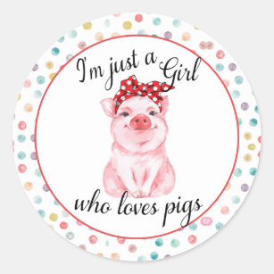 Adesivo Redondo Garotas Bonitas Pig Lover Sticker